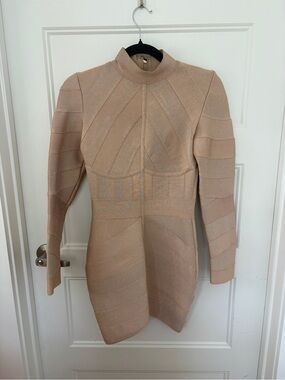 caprice long sleeve knit dress Clothing : Mini Dresses : 'Caprice' Cream Dainty Knit Mini Dress